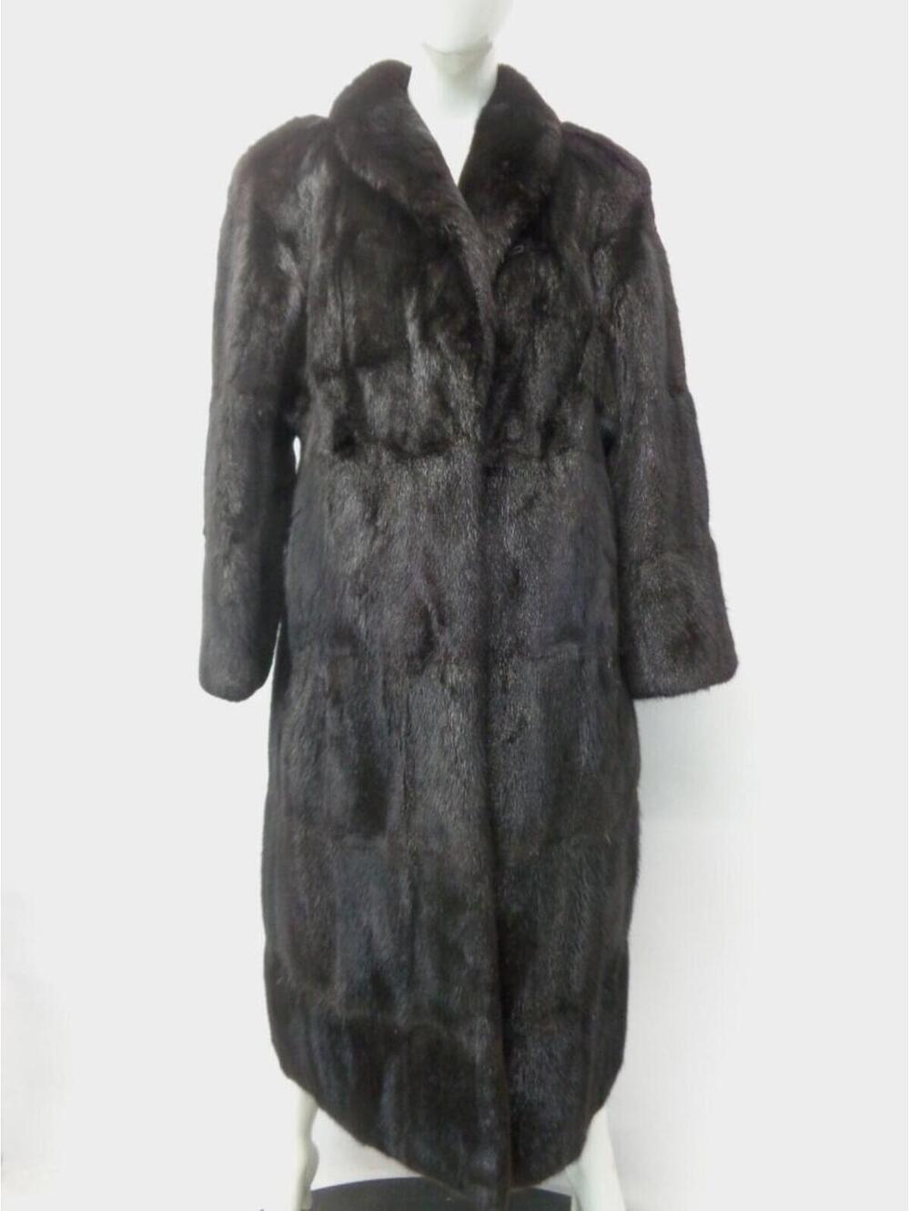 Excellent Black Muskrat Fur Coat Jacket Women Woman Size 6-8 Small-Medium